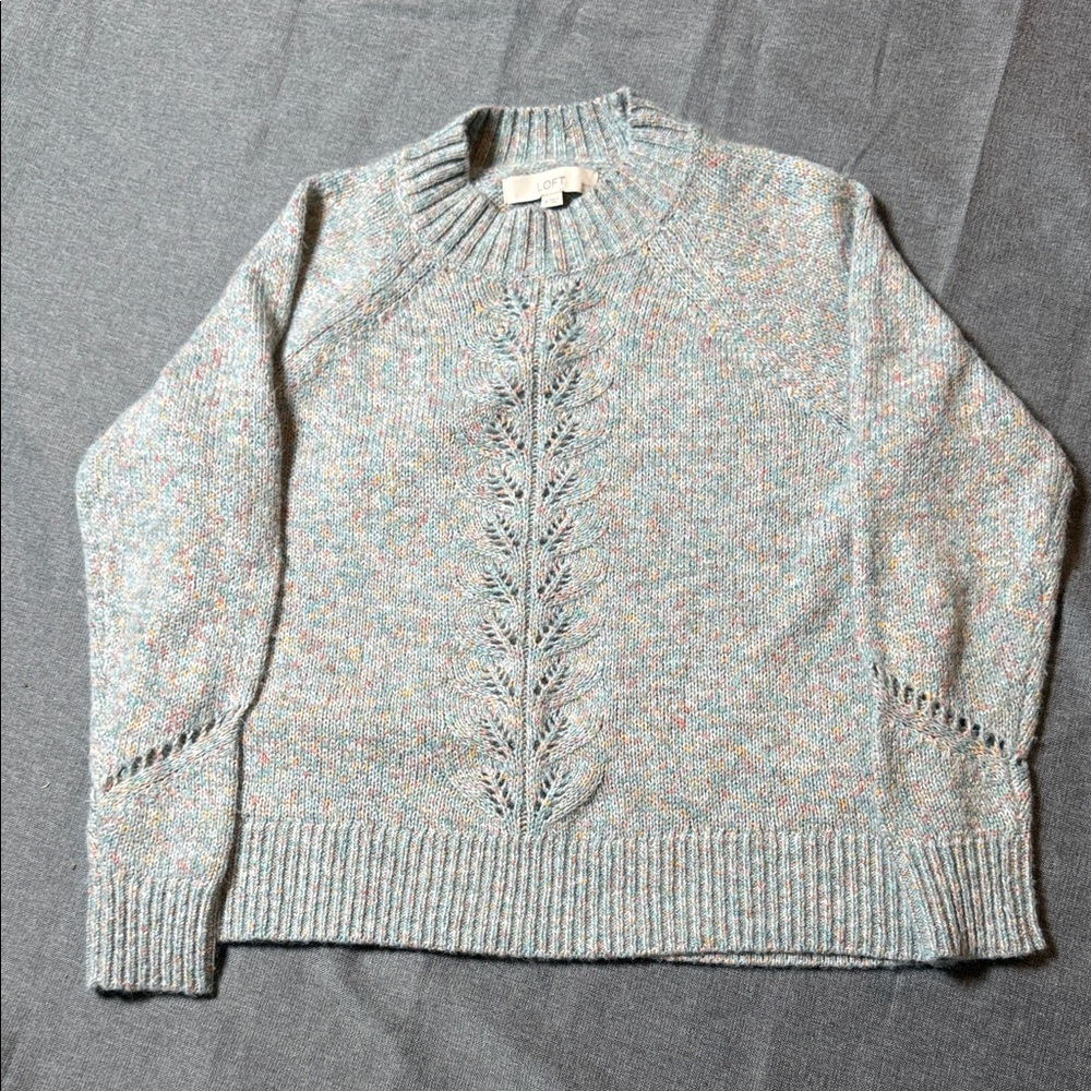 LOFT Speckled Multi Color Cowl Sweater Petite‎ SP